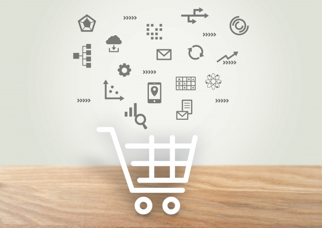 ショッピングカートとさまざまなイメージのアイコン