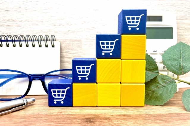 ショッピングカートが書かれたブロック