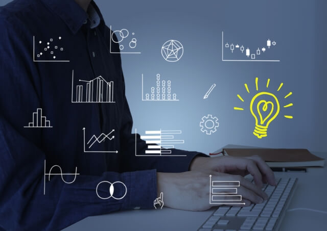 様々なグラフとデスクトップ