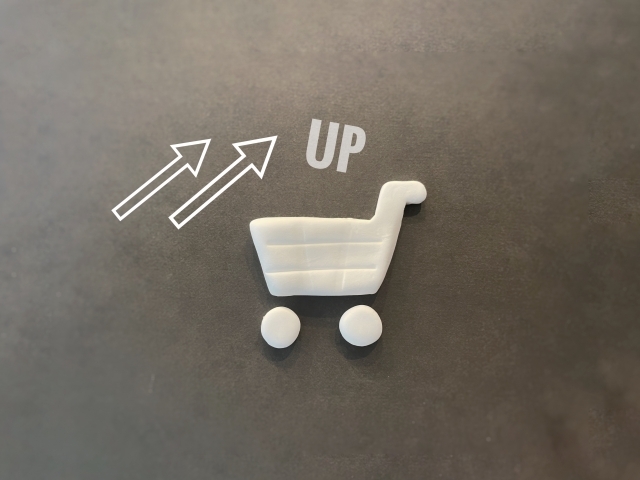 ショッピングカートとUPのマーク